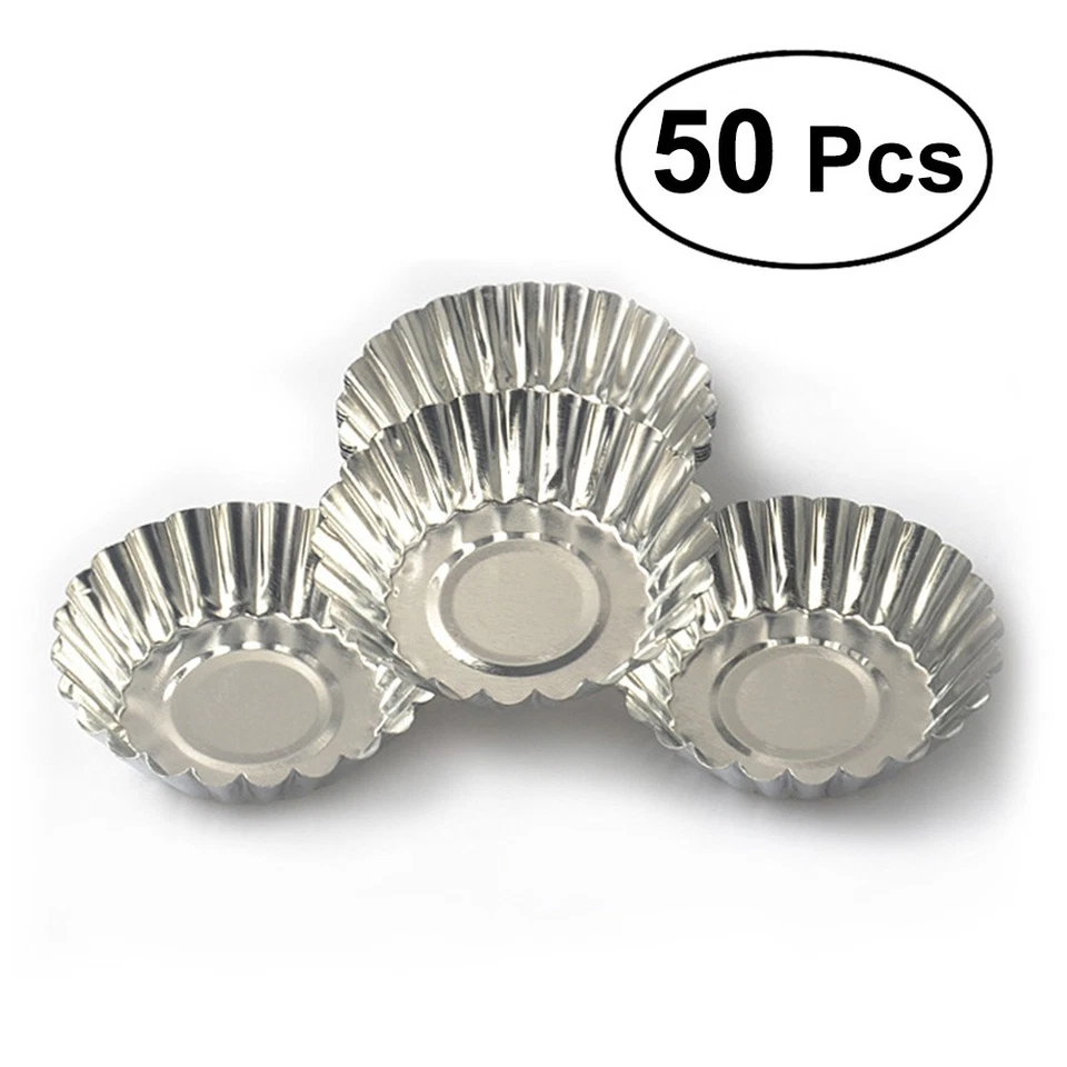  50 stücke Nonstick Egg Tart Metall gesäumte Form Zinn Backwerkzeug Cupcake Cake - Bild 1 von 1