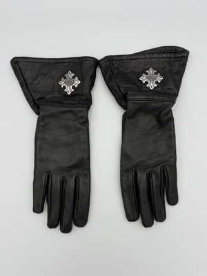 Womens Harley Davidson Black Leather GauntLet Gloves Style Vintage size large  - Image 1 of 4