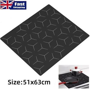 63x51cm Heat Resistant Glass Stove Cover Electric Induction Hob Protector Mat - Picture 1 of 10