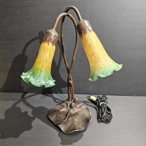 TIFFANY STYLE LILY PAD DESK - TABLE LAMP LIGHT 16" Tall - 2 Light Setting READ - Picture 1 of 14