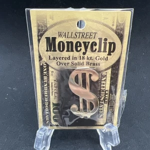 Vintage Money Clip $ Dollar Sign 18kt Gold Over Brass 2” Long Excellent Gift! - Picture 1 of 5
