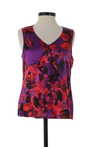 Camiseta sin mangas St John Knits cuello en V seda, violeta talla múltiple 10 nueva con etiquetas $395 - Imagen 1 de 3