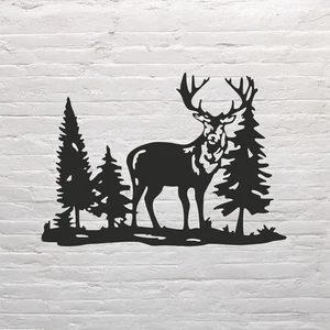DEER TREE SCENE Vinyl Decal -Sticker for Car Jeep Truck Bumper Wall Laptop Home - Picture 1 of 6