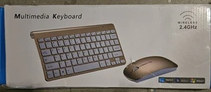 Silver 2.4g Wireless Keyboard & Mouse Uses AAA Batteries. All New N.O.S. Grade-A - Bild 1 von 5