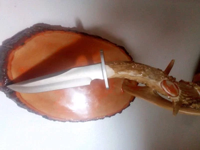 Bowie con mango de ciervo personalizado de 14 pulgadas con incrustaciones de piedras de ágata y funda de cuero personalizada Foto 1 de 4