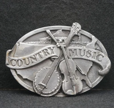 WE05129 BONITO VINTAGE 1984 ***MÚSICA COUNTRY*** GUITARRA Y BANJO PELTRE HEBILLA DE CINTURÓN Foto 1 de 2