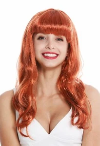Wig Ladies Carnival Long Red Fringe Burlesque 50s Pin-Up Star Femme Fatale - Picture 1 of 4