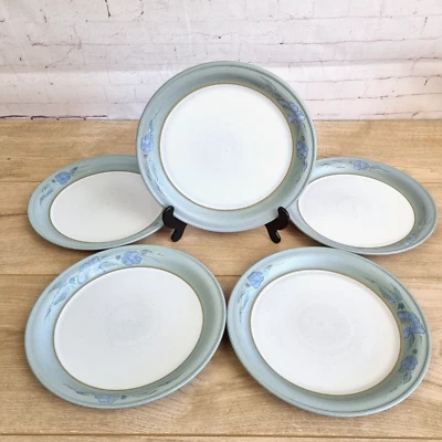 Platos de ensalada y postre florales azules de gres mandarín Denby, x 5, 8,5", 21,5 cm Foto 1 de 4
