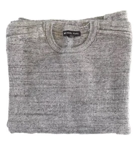 Michael Kors Mens M Gray Waffle-Knit Long Sleeve Crew Neck Pullover Sweater - Picture 1 of 7