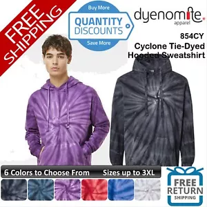 🔥 Dyenomite Men Cyclone Tie-dyed Hooded Sweatshirt Pouch Pocket Up To 3XL 854cy - Picture 1 of 37