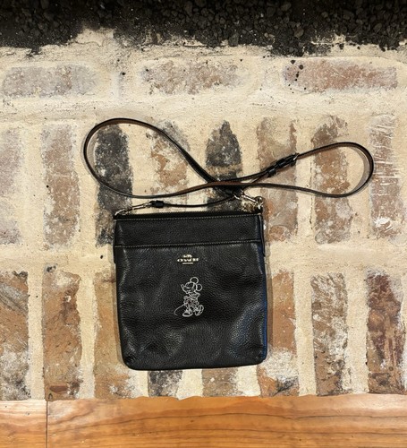 BORSA A TRACOLLA COACH X DISNEY EDIZIONE LIMITATA MINNIE MO PELLE NERA CIOTTOLATA