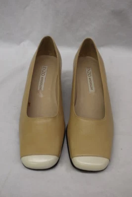 Salto ENZO ANGIOLINI Couro Bege "Trudale" com Biqueira Branca Feminino Tamanho 10N (46 - Imagem 1 de 4