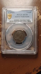 1789 Brussels Austria Netherlands Liard PCGS AU50 Nice Attractive Example 2155 - Picture 1 of 4