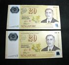 2X Singapore $20 Twenty Dollars 40 Years Singapore Brunei Notes Unc Ab Series
