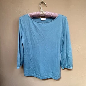 TSE Women's Top 3/4 Sleeve Knit Cotton Round Neck T-Shirt Blue Size Small - Picture 1 of 9