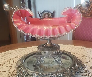 Antique (Pairpoint) Victorian Ornate Brides Basket & Art Glass Bowl. Nice! - Picture 1 of 24