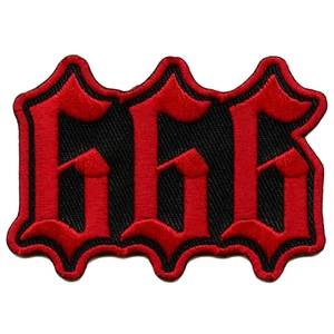 666 Red Numbers Patch Alternative Antichrist Rock Embroidered Iron On - Picture 1 of 2