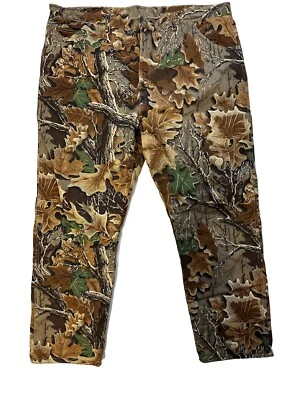 复古牧马人男式裤子 44x30 坚固磨损迷彩羊毛衬里狩猎 — 第 1/4 张图片