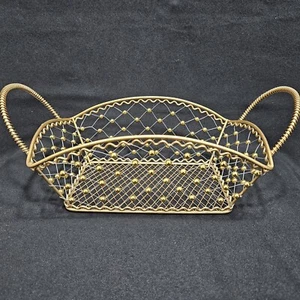 Cesta de cuentas de metal dorado con asas tocador baratija hada red de pesca flotante - Imagen 1 de 7