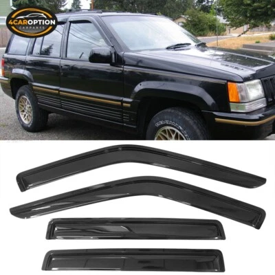 Fits 93-98 Jeep Grand Cherokee Window Visors Rain Sun Guard Vent 4Pc Set - Image 1 of 4