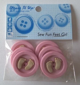  Cute Dress it up Buttons Sew Fun Feet - Girls Crafts Knitting Scrap booking - Picture 1 of 1