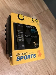 Sony WM-F63/F73 AM/FM Stereo Sports Cassette Radio Walkman AS IS Yellow Vintage - Picture 1 of 9