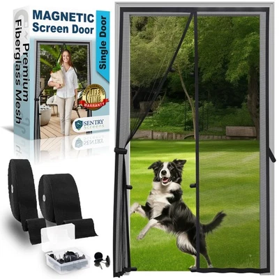 Puerta de pantalla magnética de malla de fibra de vidrio para puertas de hasta 37"x79" de alta resistencia Foto 1 de 4