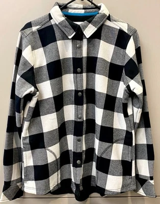 Orvis женщин XL черный/белый фланель флис с подкладкой рубашка куртка кнопки с Ярлыками - Изображение 1 из 4