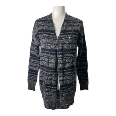 Cárdigan Mossimo Para Mujer XS Negro Gris Metálico Plumero Tejido Lana Manga Larga Foto 1 de 4