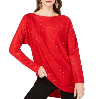 INC NUEVO Suéter Top Para Mujer Adornado Mezcla Lana Cuello Redondo TEDO Foto 1 de 2