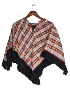 1970s Mary Hayes of California Plaid Vintage Poncho Size 7/8 - Picture 1 of 6