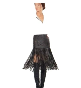 Falda de Cuero Alice + Olivia Negra 4 Flecos Falda Nueva Con Etiquetas Difícil de Encontrar Rhobh - Imagen 1 de 3