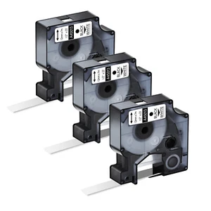 3x Schriftband-Kassette schwarz auf Weiß für DYMO D1 45013 LabelManager PnP 12mm - Bild 1 von 10