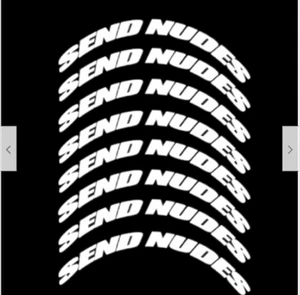 SEND NUDES Tire Lettering Permanent Sticker 1.06" Wheel 15"-22" Letters 8 Kits - Picture 1 of 7