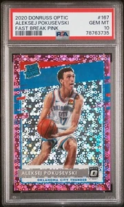 2020-21 DONRUSS OPTIC aleksej pokusevski /15 pink fast break disco rc PSA 10 - Picture 1 of 2