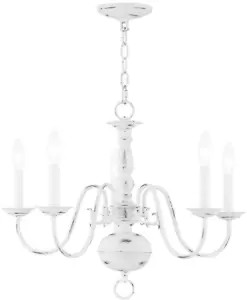 Lighting 5005-60 Williamsburghh Antique White 5 Light Chandelier - Picture 1 of 9