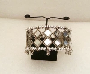 Indian Bangles Oxidized Kada Wedding Mirror Bracelet Fashion Jewelry Free Size - Picture 1 of 9