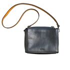 Fossil Black Cow Hide Leather Crossbody Bag Rectangle Small Two Tone