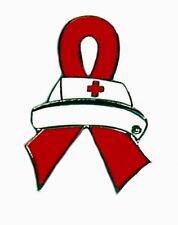 Red Ribbon Nurse Cap Lapel Pin Tac Tack Cancer Cause Awareness Medical Pins New