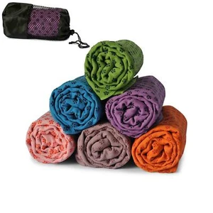 Non Slip Yoga Towel Microfibre Pilates Hot Bikram Grip Blanket Travel Bag - Picture 1 of 11