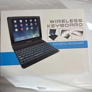Ipad Keyboard Case 9.7 Auto Sleep Colorful Backlight Wireless Quiet 180 Open - Picture 1 of 10