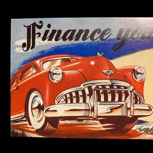 Vintage Hudson Finance Ink Blotter Card Red Next Car First National Bank Pen  - Picture 1 of 13