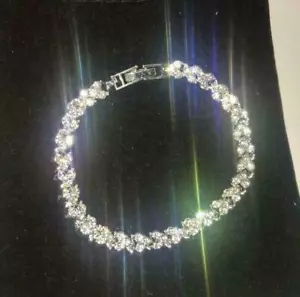 More details for womens swarovski elements crystal bracelet bangle silver plated women 925 new uk