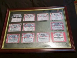 1999 Budweiser Beer Framed Mirror, "Beer Labels Through American History" - Picture 1 of 22
