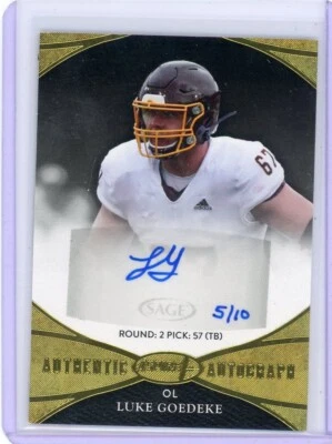 Luke Goedeke 2022 Sage Aspire Gold Auto 5/10 Tampa Bay - Image 1 of 2