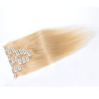 Lot 15"-32" Clip In Remy Real Human Hair Extensions Full Head Straight 75g-140g