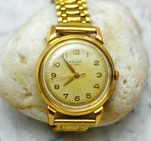 Reloj de pulsera Poljot De Luxe para hombre dorado AU20 soviético URSS regalo vintage para hombre - Imagen 1 de 10