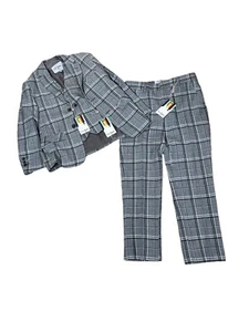 NWT Pierre Cardin 3 Pc Suit BOYS Gray Plaid Sz 8 - Picture 1 of 11