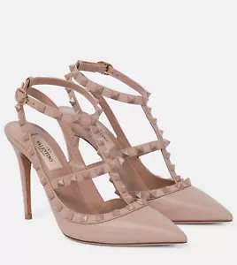 Valentino Rockstud Sandals Nude Patent Leather NIB Sz 38.5 Retail $1195 - Picture 1 of 5