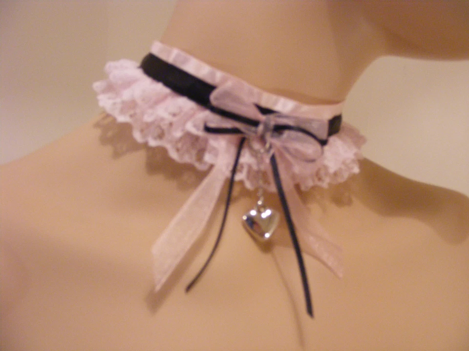 SISSY KITTEN PINK LACE CHOKER DDLG OPT BELL KAWAII LOLITA FANCY DRESS COSPLAY  - Image 1 of 3